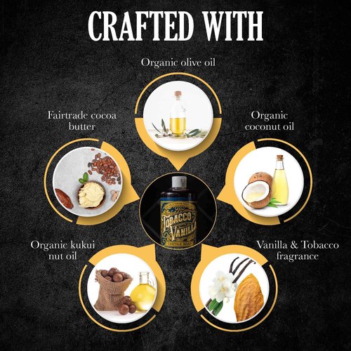 Castile Soap Liquid & Body Wash Castile Soap Bar for Sensitive Skin – Natural Soap for Men with Olive Oil, Cocoa Butter & Coconut Oil – Vegan Mens Body Soap & Mens Shampoo – Tobacco Vanilla