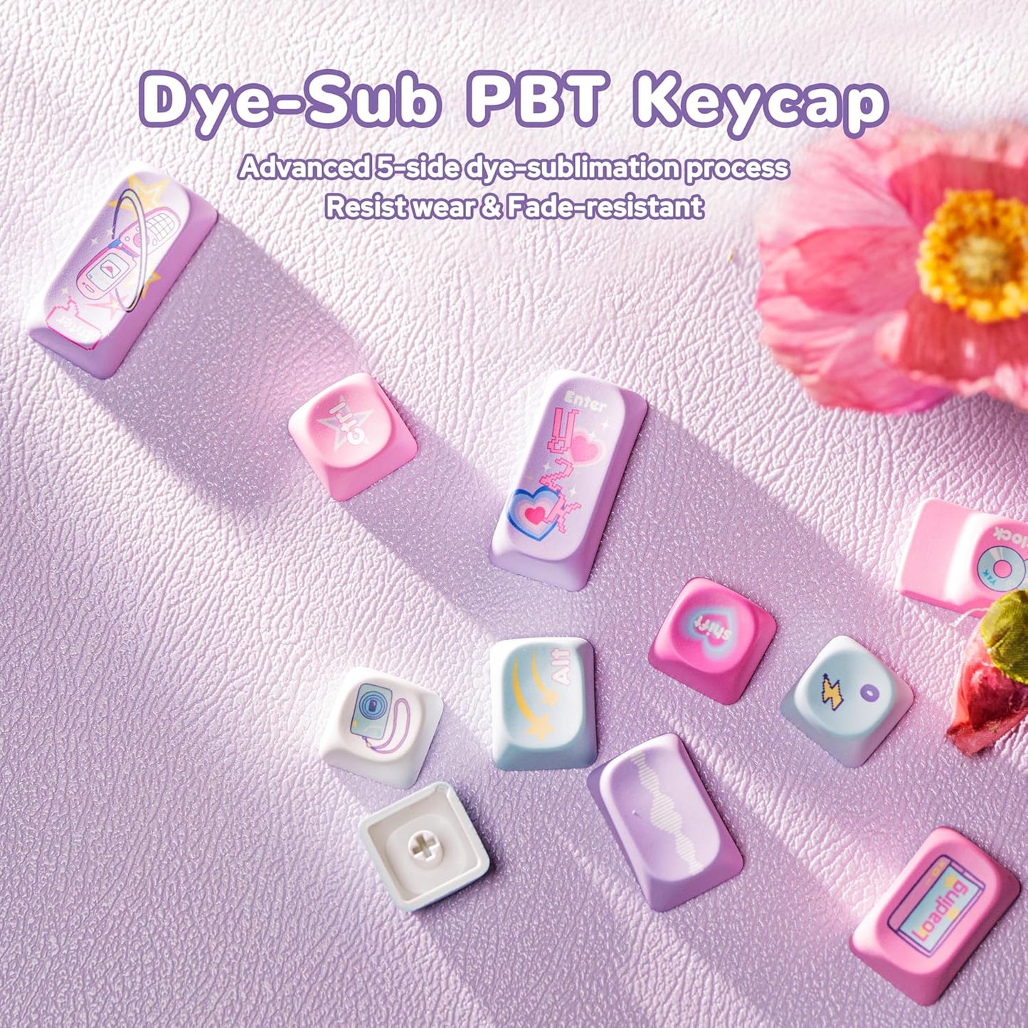AJAZZ AK980 98% Mechanical Keyboard with KiiBOOM X Elyxirine Digital Dreams Pastel Y2K Keycap Set