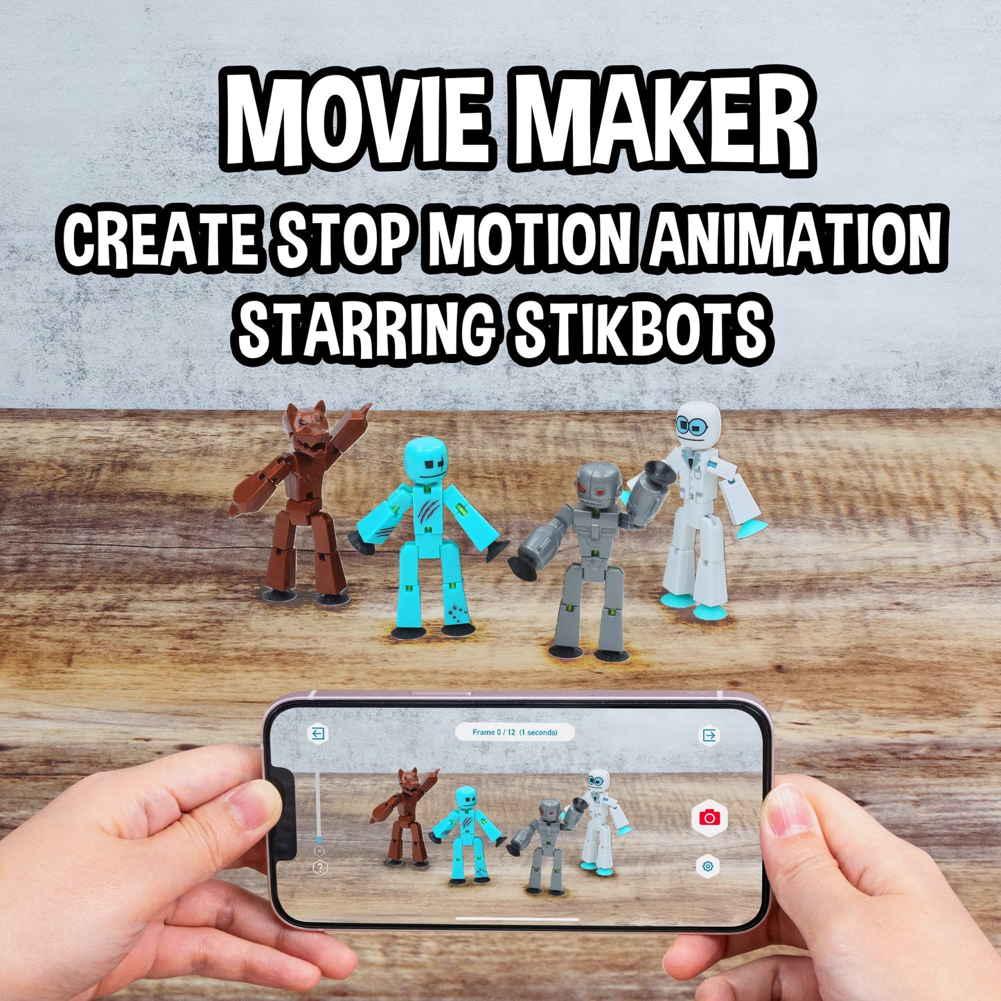 Zing Stikbot Monster Werewolf & Cyborg Pack, Set of 6 Stikbot Collectable Monster Action Figures, Stop Motion Animation, Great for Kids Ages 4 and Up