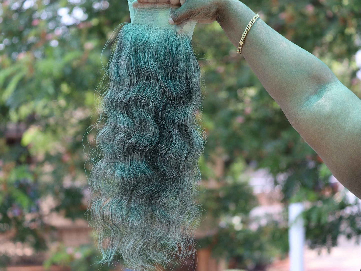 4x4 Closure 14" Salt & Pepper/Natural Gray Transparent Lace Hand Made with 100% Natural Indian Virgin Temple Raw Hair