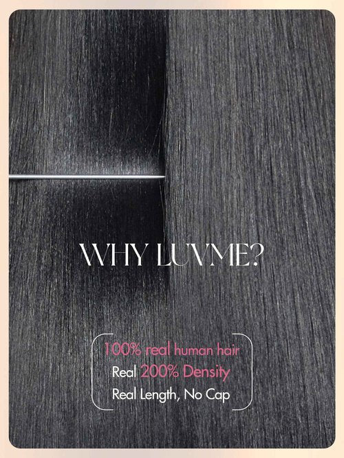 LUVME HAIR Half Wig Yaki Straight Flexi-Fit Invisi 3 in 1 Wigs Flip Drawstring Wig 200% Density Glueless Wigs 100% Human Hair Natural Black Ready to Go Headband Wig for Women 16 Inches