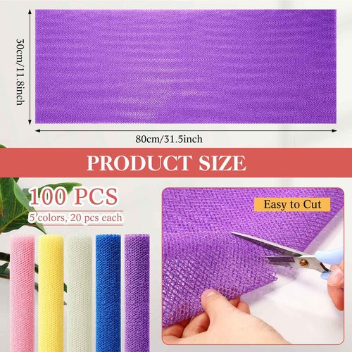 Sunnyray 100 Pcs African Net Sponge Authentic Bulk,Long Bath Sponge Net Exfoliating Shower Body Scrubber Back Scrubber Skin Smoother, Great for Daily Home Use, Beauty Salons, Spa Clubs, Nail Salons