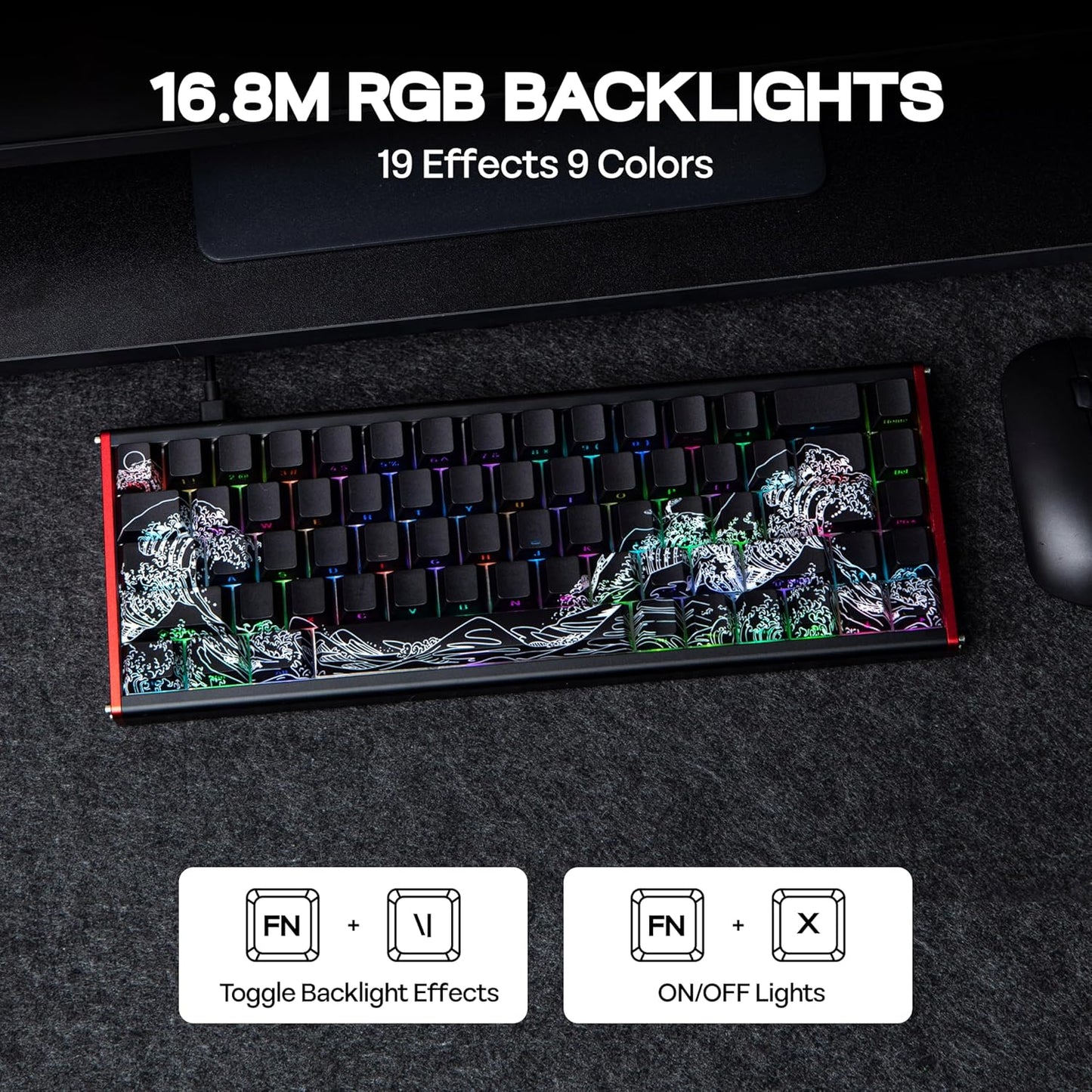 AJAZZ ALUX68 HE Aluminum Rapid Trigger Gaming Keyboard with Magnetic Switch, Wired Hall Effect Keyboard with 8K Polling Rate, 0.125ms Latency, RGB Backlight (Black Side-Printed, ALUX68)