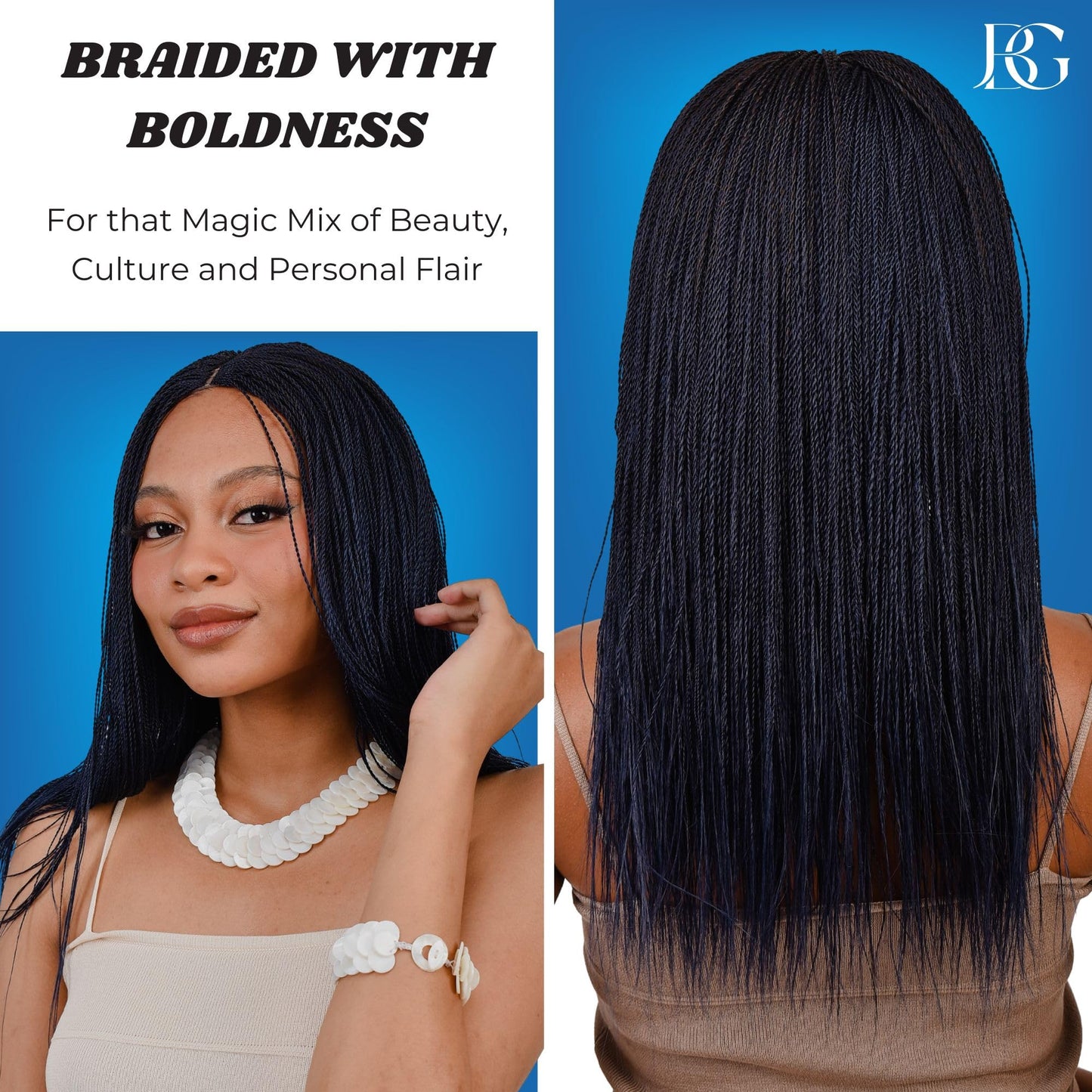 JBG SERVICES Twisted Wigs, 18-Inch Micro Million Twist Braided Wig - Light, Soft Braid Wigs for Black Women with Glueless Front Lace Closure - No Tangle Synthetic Braid- Darkest Brown Color 2