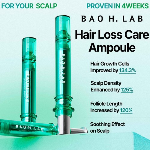 BAO_H.LAB Hair Loss Care Ampoule for Hair Thinning & Shedding, Healthier Scalp & Thicker Fuller Looking Hair in One Month Hair Care Solution, Non-oily Non-greasy 2 Ampoules in One Pack Korean Haircare