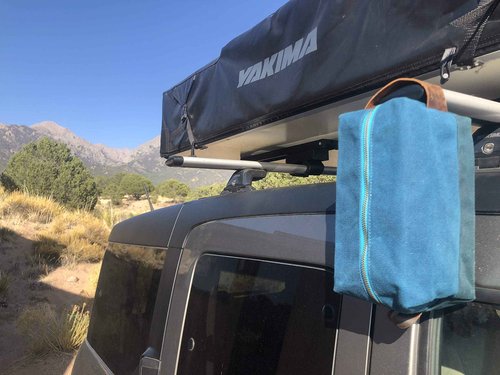 FAT FELT the DOPP KIT | durable waxed cotton canvas toiletry bag with leather handle (AlpineLake)