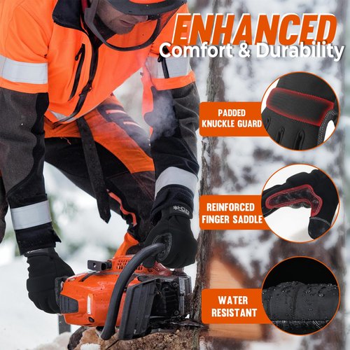 HANDLANDY Winter Work Gloves with Grip for Men & Women, Utility Mechanic Touch Screen Working Gloves for Gardening, Driving, Tool Handling, Construction (Black, Small)