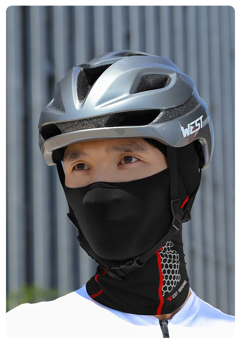 Ice Silk Full Face Sun Mask - Black
