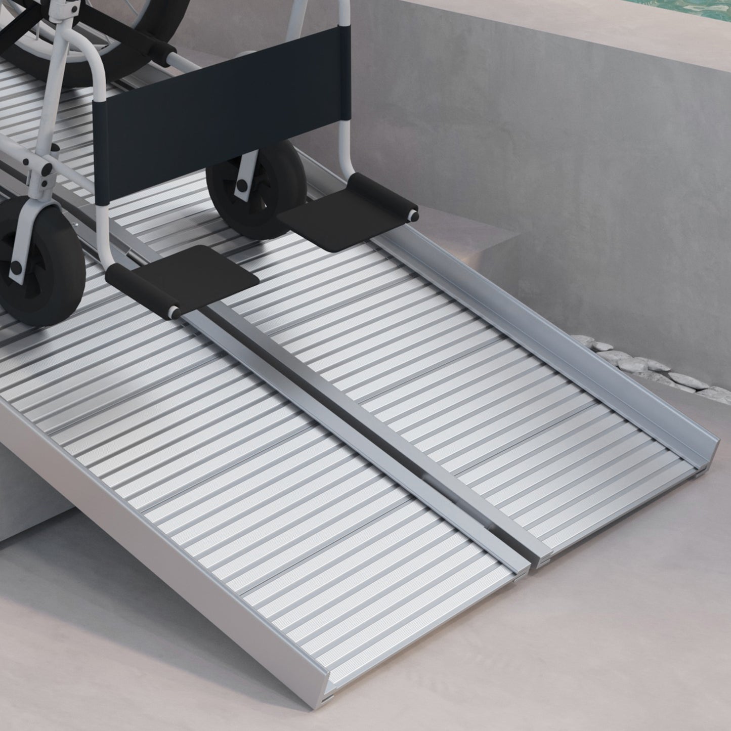 5-Foot Portable Aluminum Wheelchair Ramp - Silver