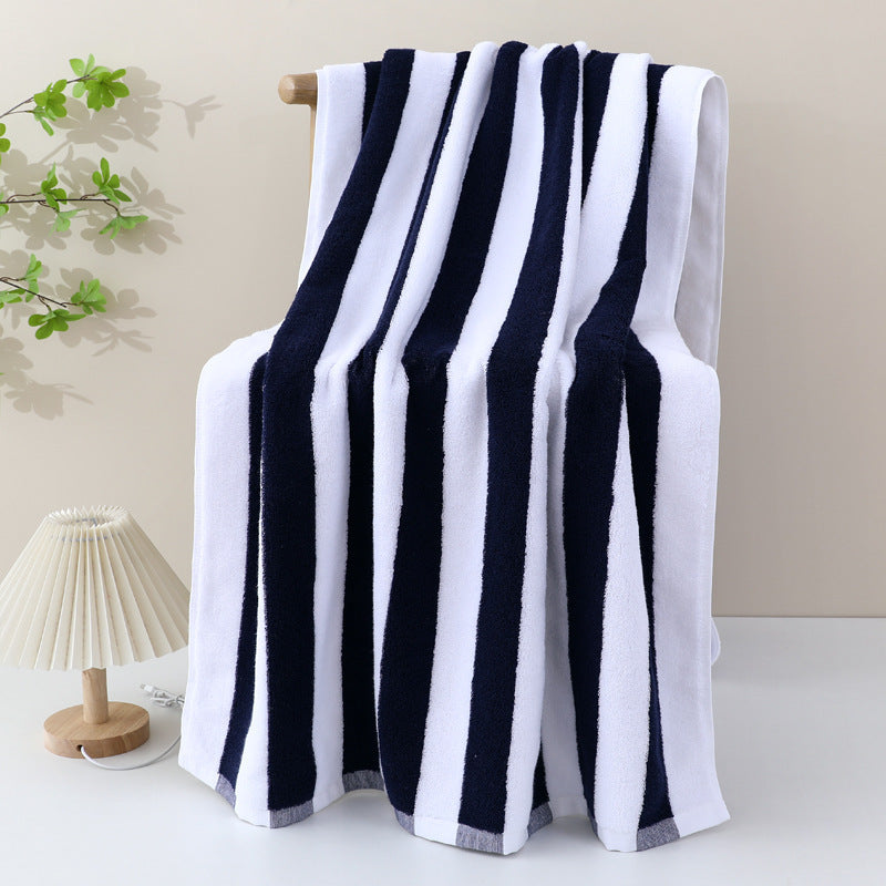 Extra Large Cotton Beach Towel with Striped Pattern - 70x150cm, Multiple Colors