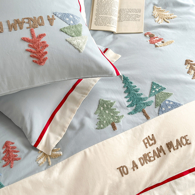 All-Cotton Children's Bedding Set with Cartoon Pattern for Autumn Winter - Multiple Sizes