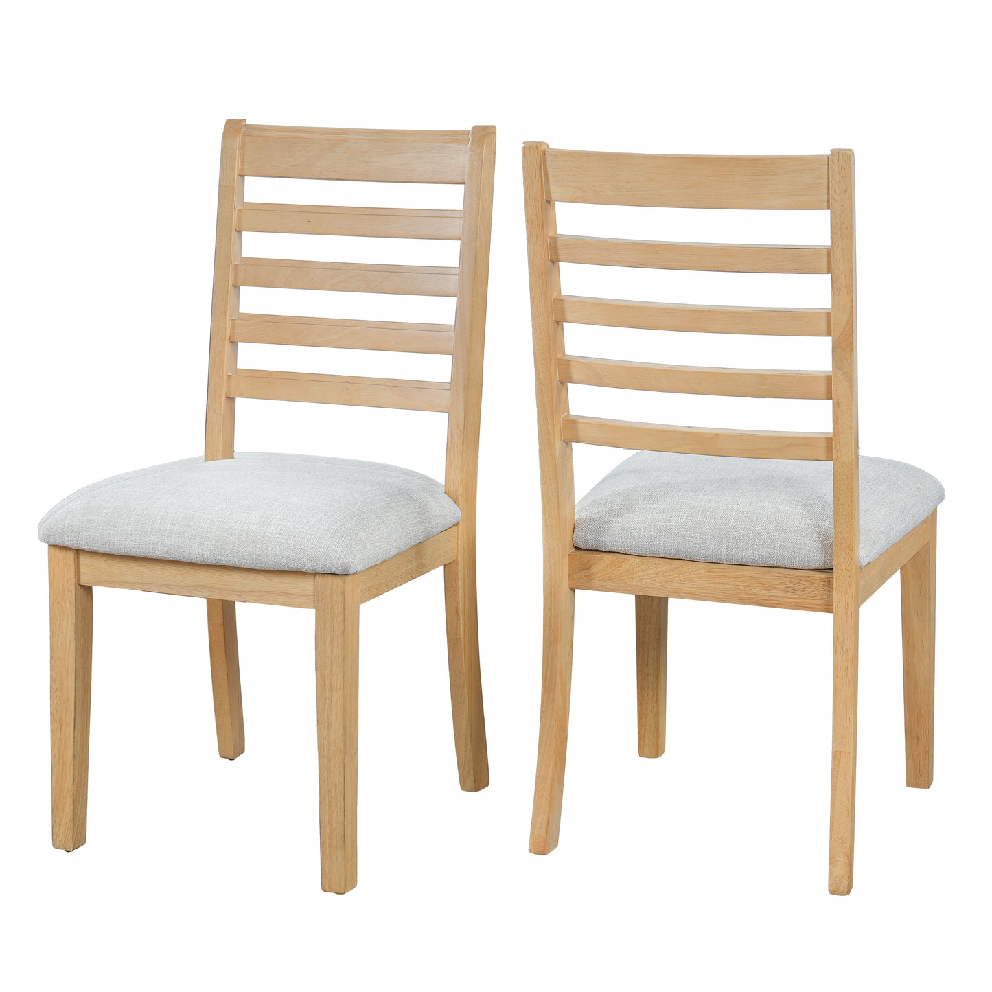 2-Piece Farmhouse Dining Chairs Set, Upholstered With High Ladder