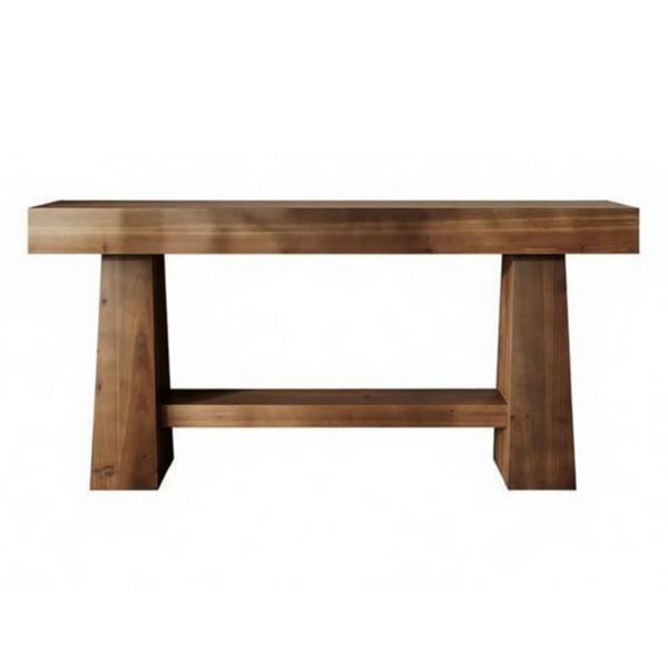 Solid Wood Console Table - Rustic 2-Tier Entryway Furniture