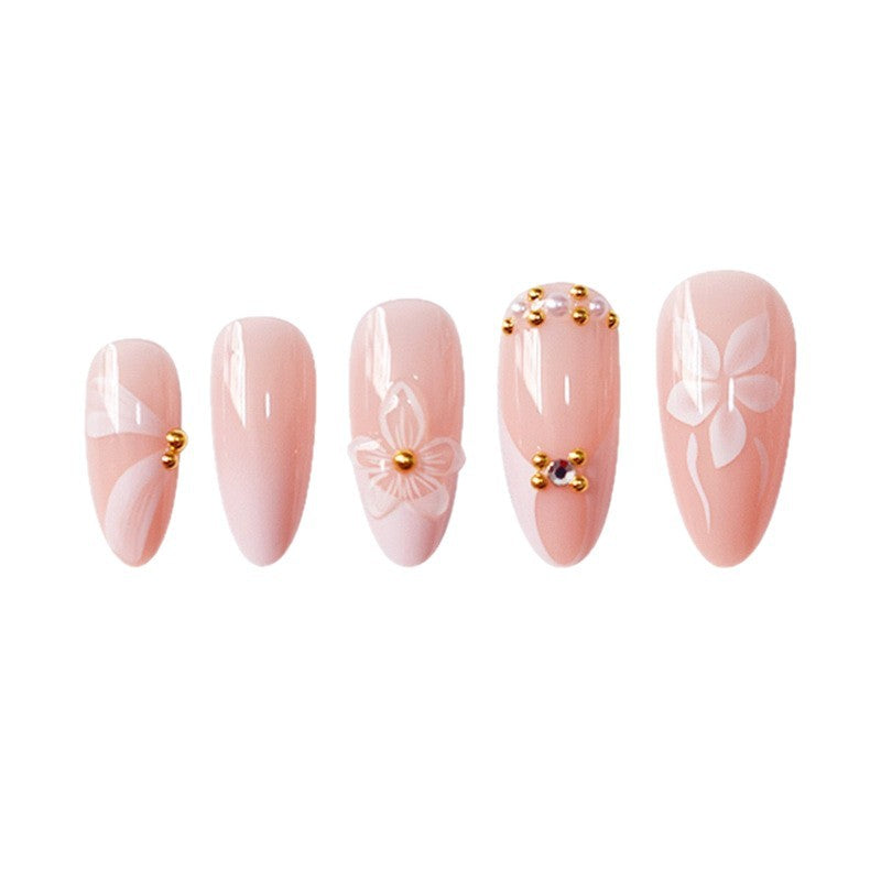 Fake Nail Set with Water Ripple Design - White & AA214 Style