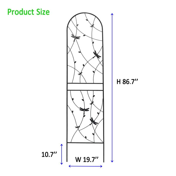 Metal Garden Trellis - 86.7" x 19.7" Rustproof Support for Climbing Plants - Black