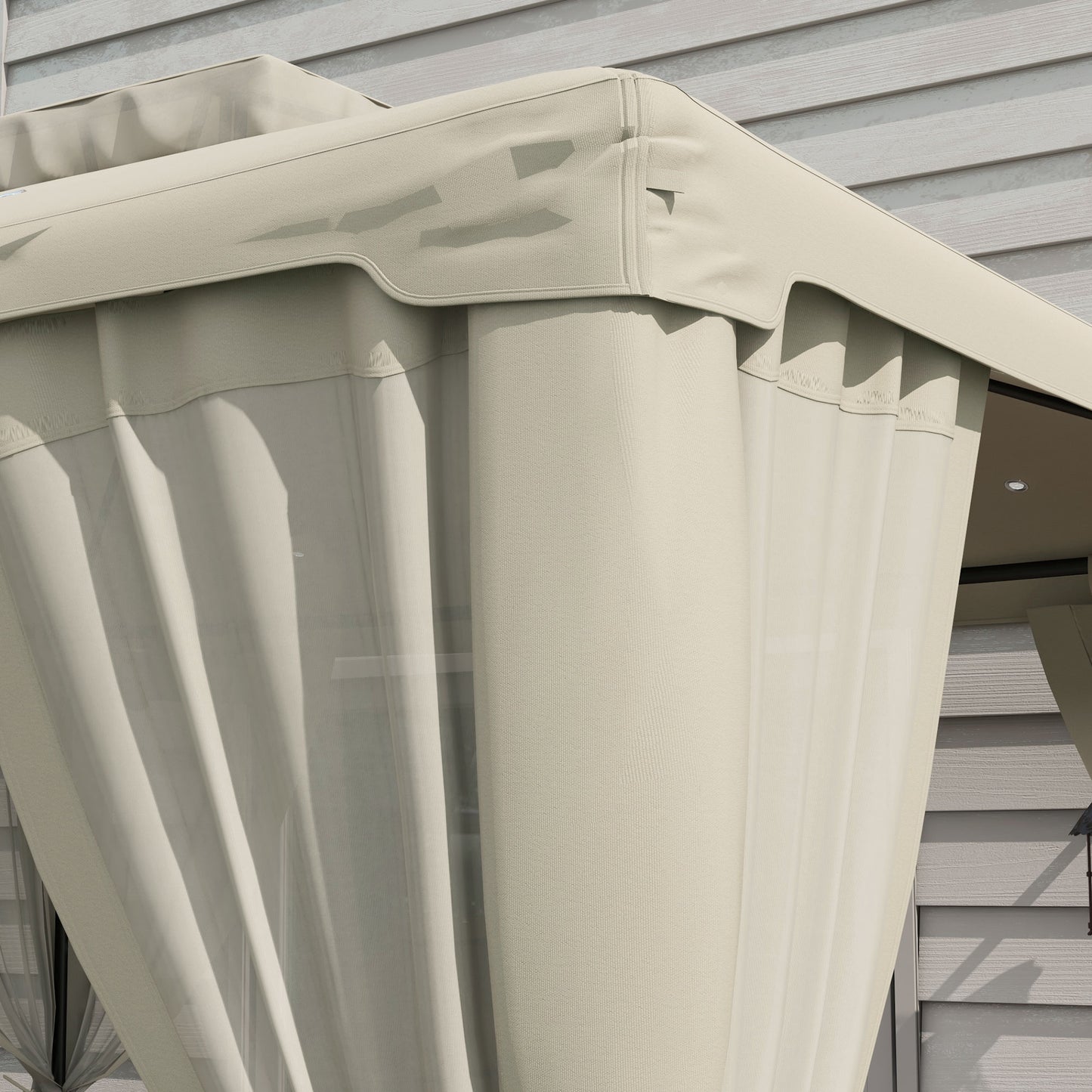 Outdoor Patio Gazebo Canopy Shelter with 2-Tier Roof - Cream White