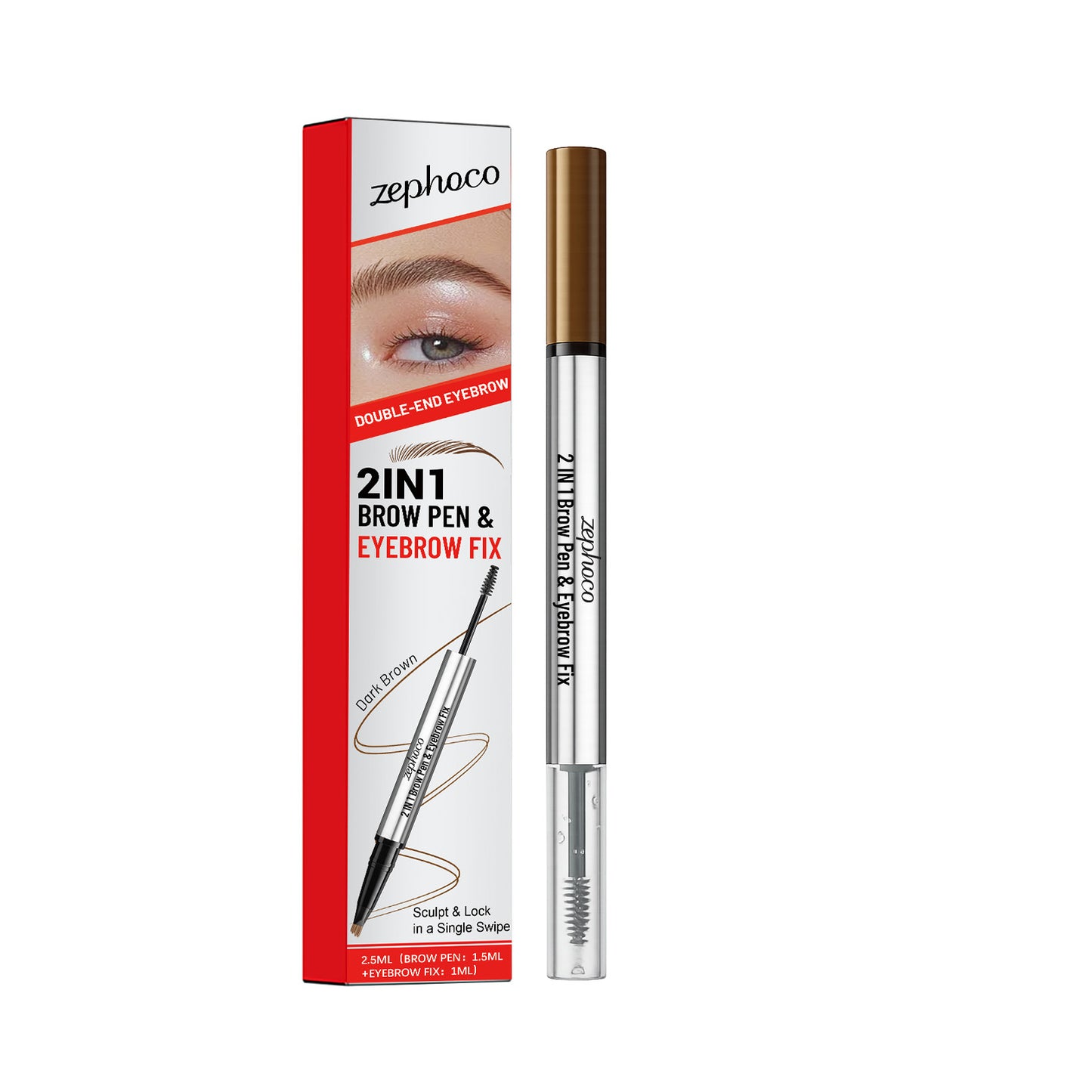 3D Eyebrow Pencil & Setting Gel - Easy-to-Use Makeup Kit, 2.5ml