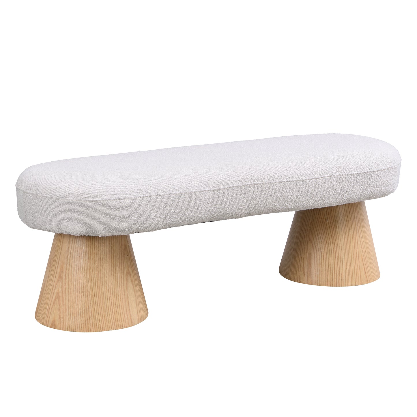 Upholstered Dining Bench - Beige Fabric Ottoman, 300 LBS Capacity