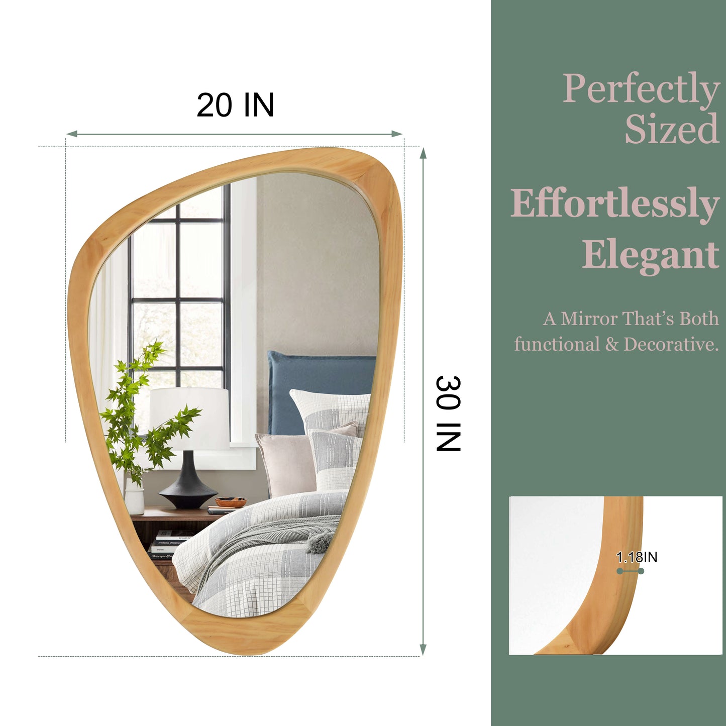 20"x30" Irregular Solid Wood Frame Decorative Mirror - Oak