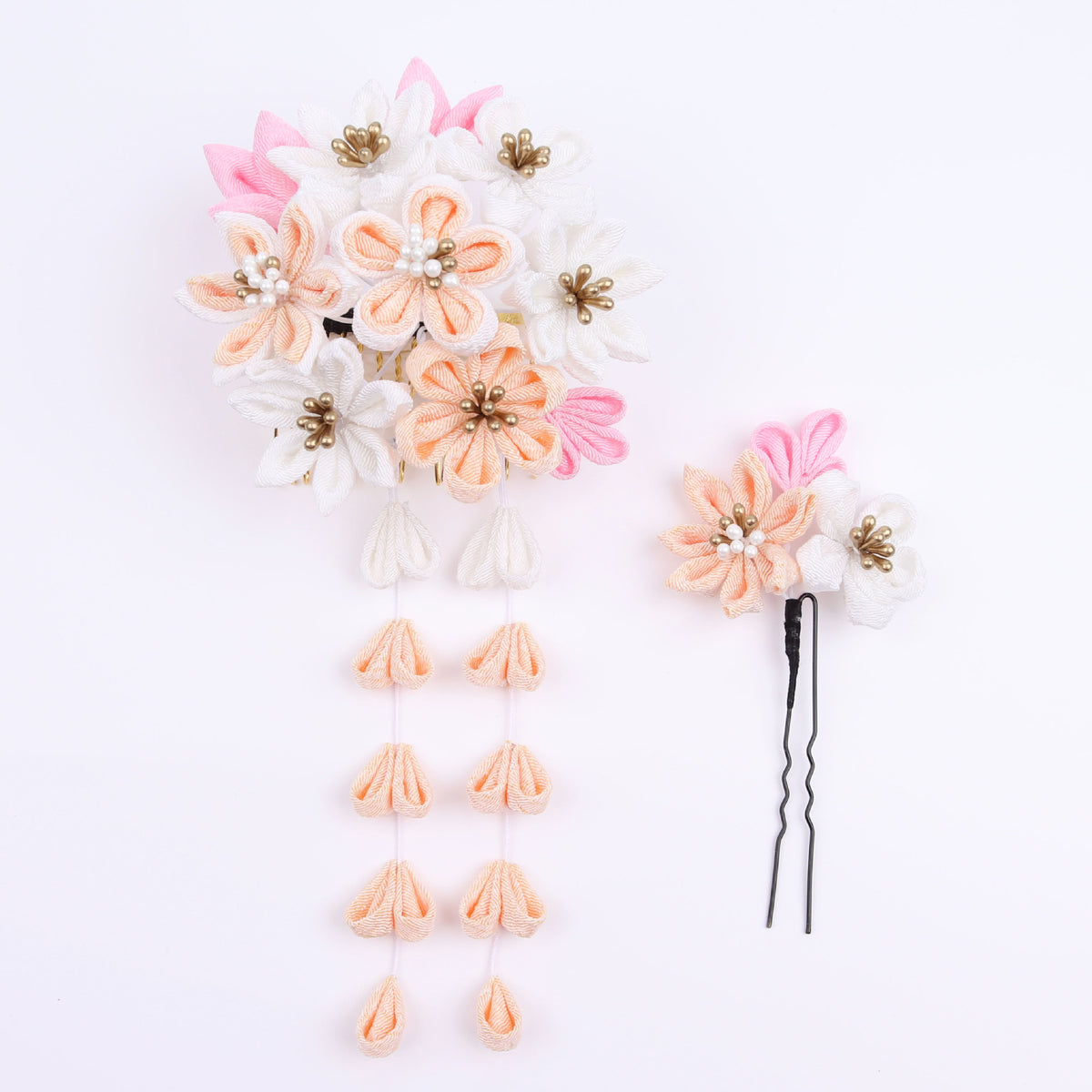 Floral Hair Comb Set - Japanese Style