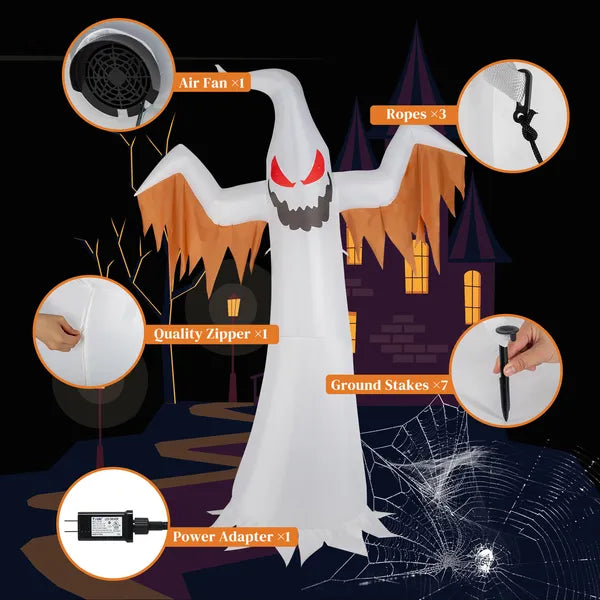 12ft Inflatable Halloween Ghost Decoration with LED Lights