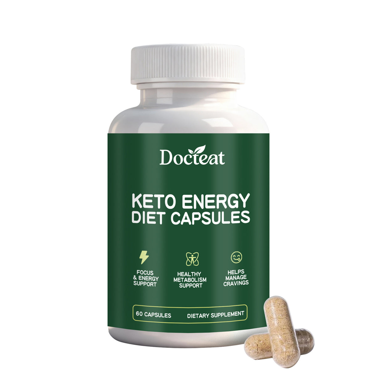 Herbal Dietary Supplement with Green Tea & Ginseng - 60 Capsules