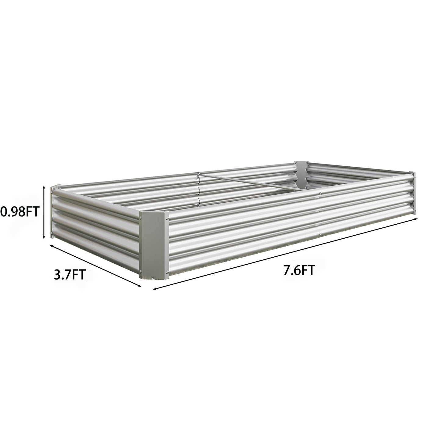 Metal Raised Garden Beds - 2PCS Silver Rectangle Planters
