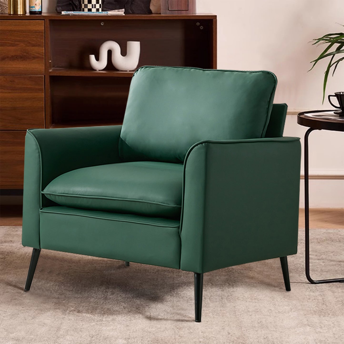 Green Cat Paw Leather Upholstered Sofa - 2PC Nordic Retro Design