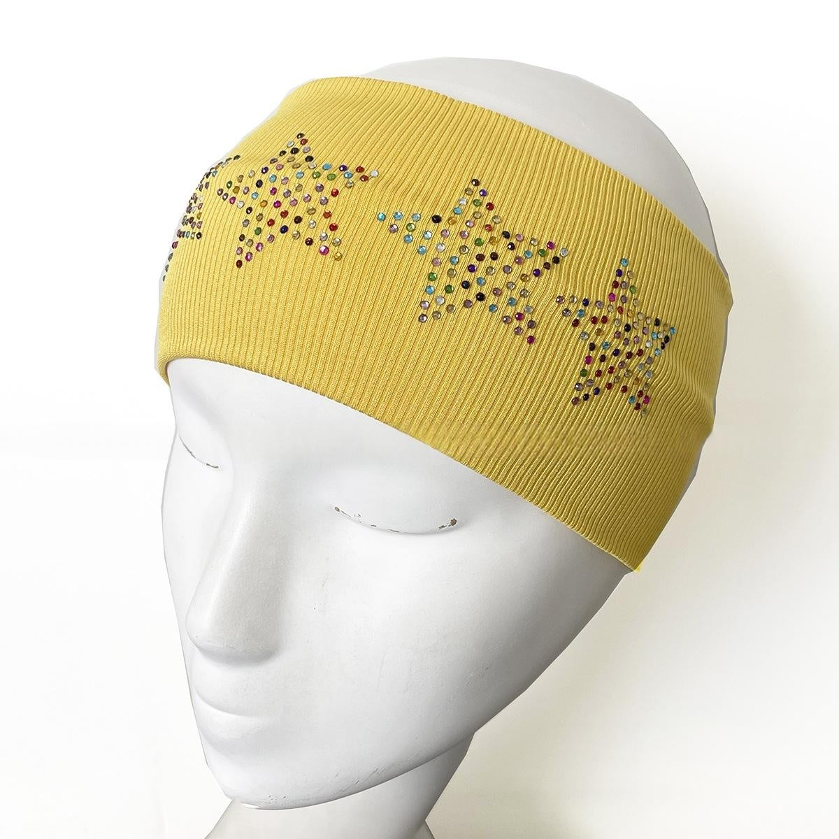 Five-Pointed Star Plaid Headband with Rhinestones