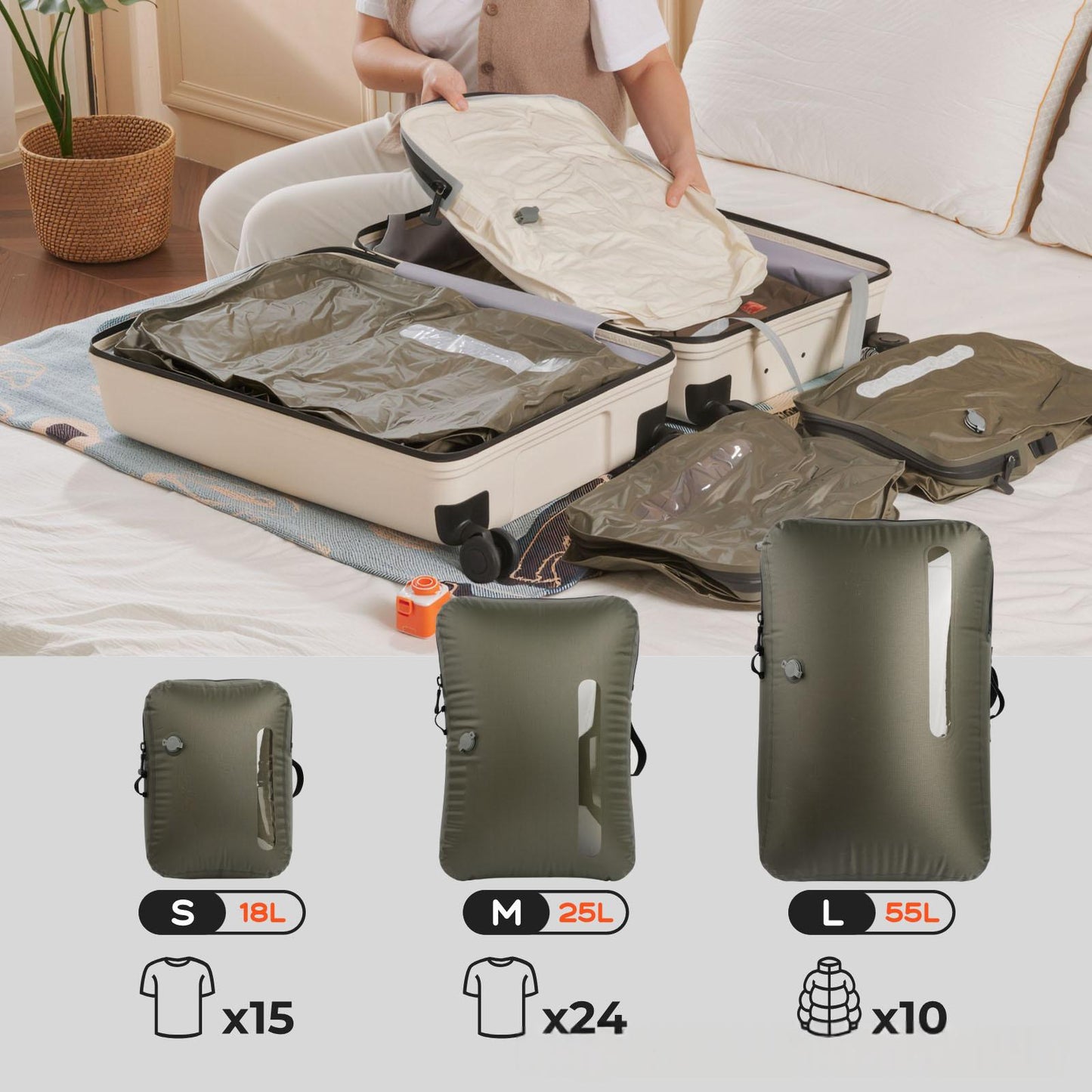 Waterproof Nylon TPU Compression Storage Bags Set - Travel & Home Organization