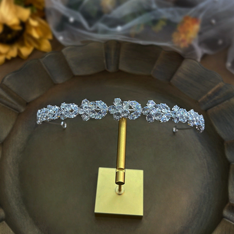 Bridal Zircon Crown Headband with Elegant Details
