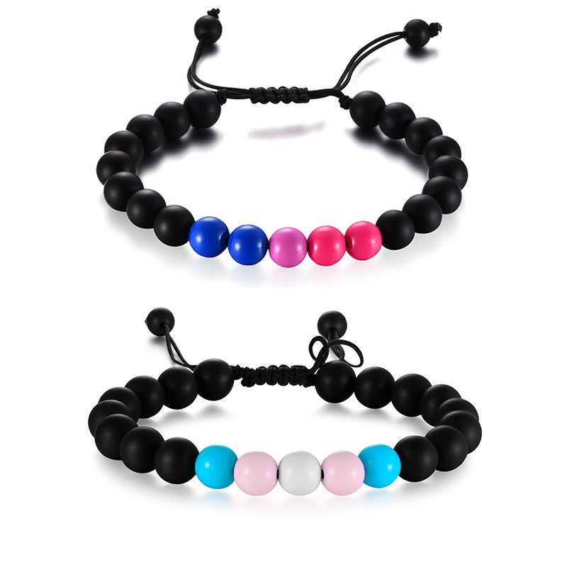 Black Agate Beaded Bracelet - Unisex Friendship Accessory