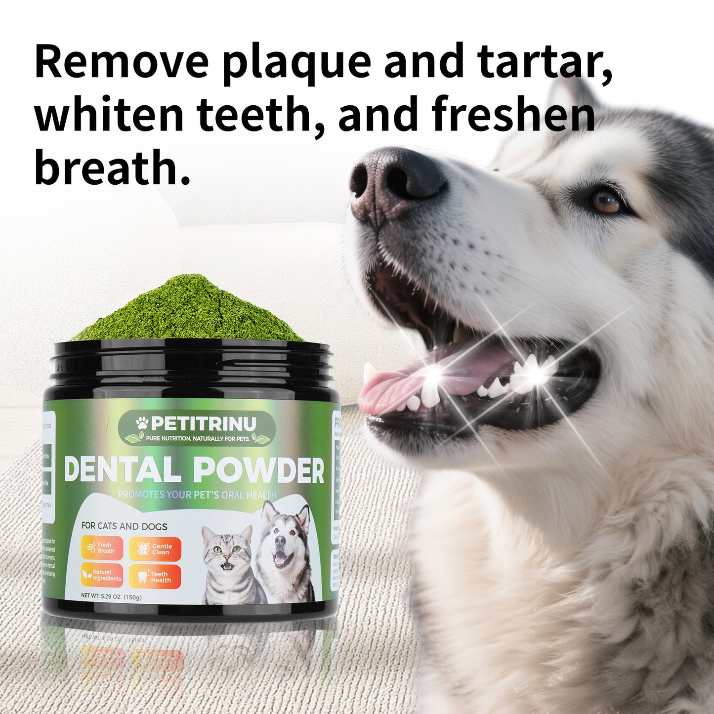 Pet Dental Powder for Cats and Dogs - Fresh Breath & Teeth Care 150g