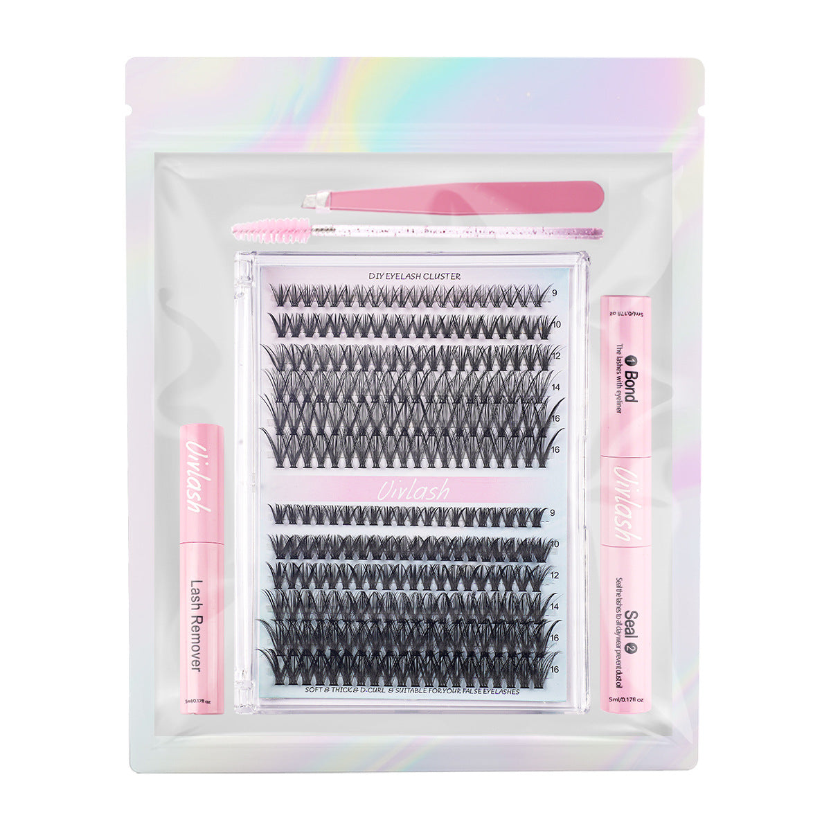 False Eyelashes 30/40D Single Cluster Voluminous Natural Style - 5-Piece Set