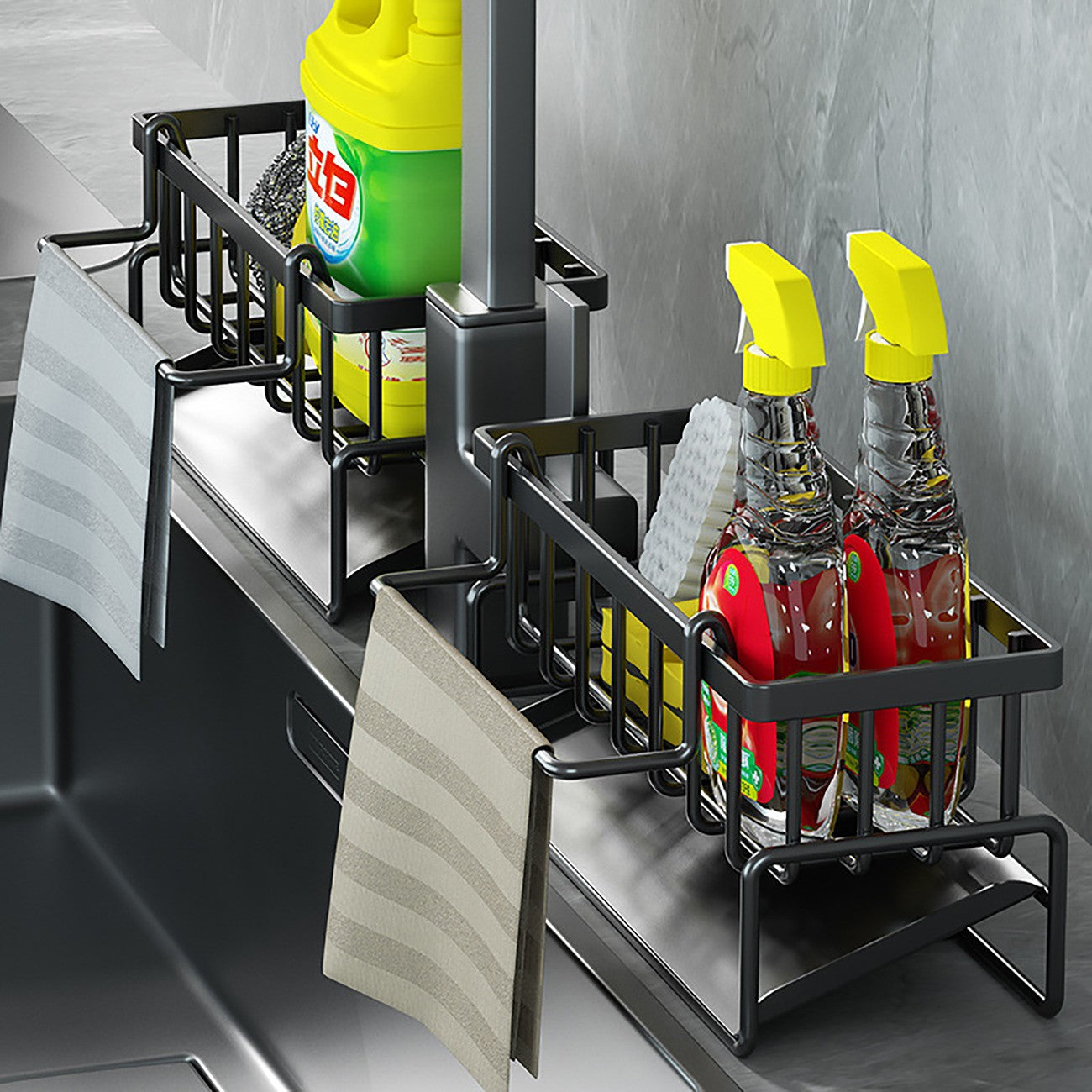 Kitchen Sink Caddy Basket Drain Rack Sponge Dishcloth Holder Storage