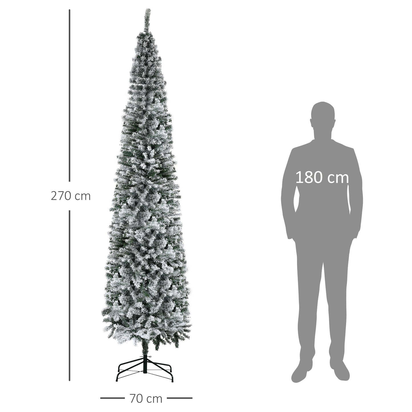 9' Tall Unlit Snow-Flocked Slim Artificial Christmas Tree - Green