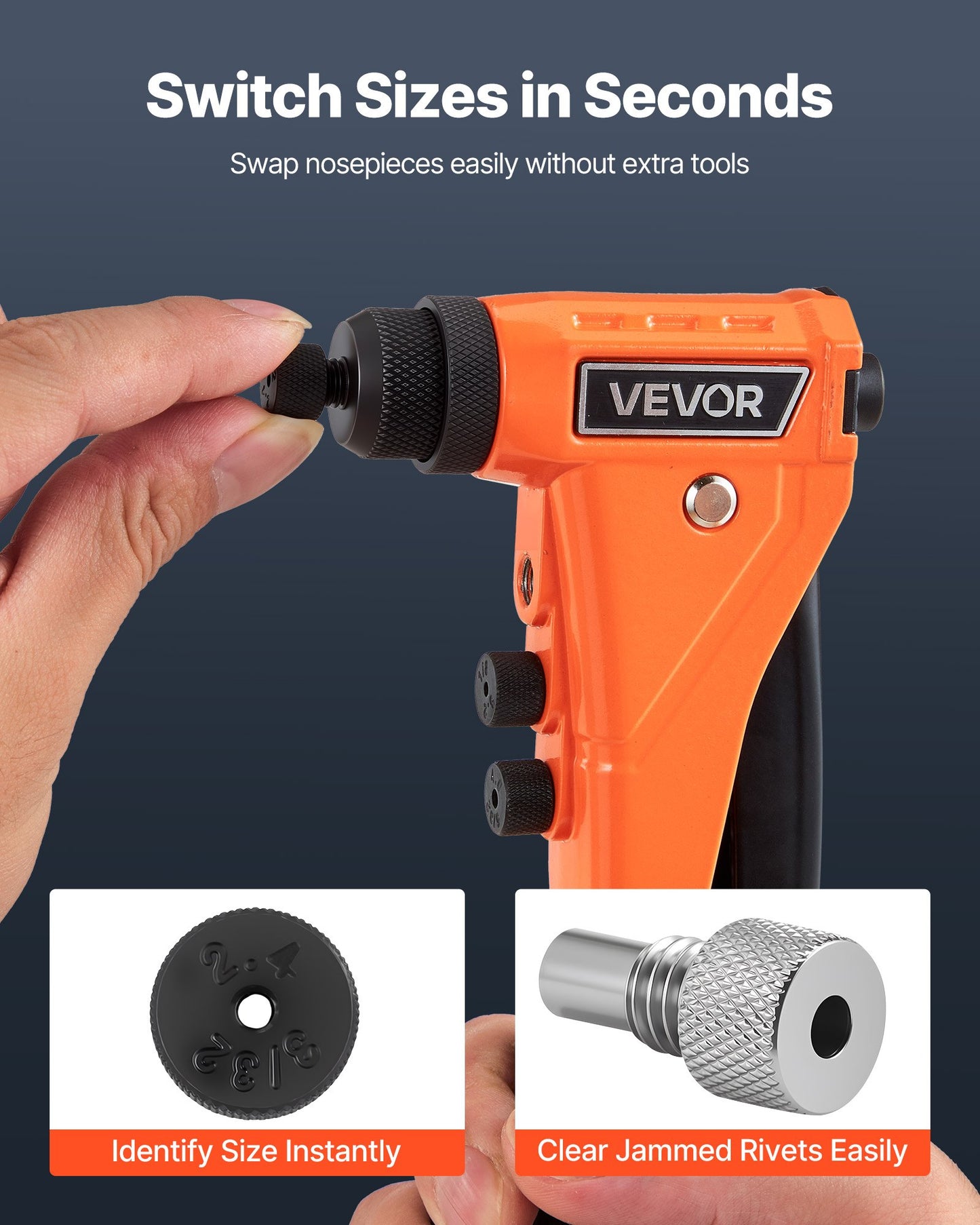 Heavy Duty Rivet Gun Kit with 200 Blind Rivets and Carrying Case - Manual Metal Riveter for Automotive and Home Use
