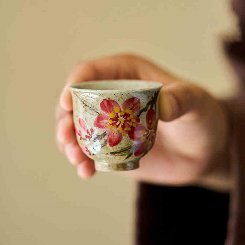 Hand-Painted Peach Blossom Ceramic Jug Set for Home & Garden Décor