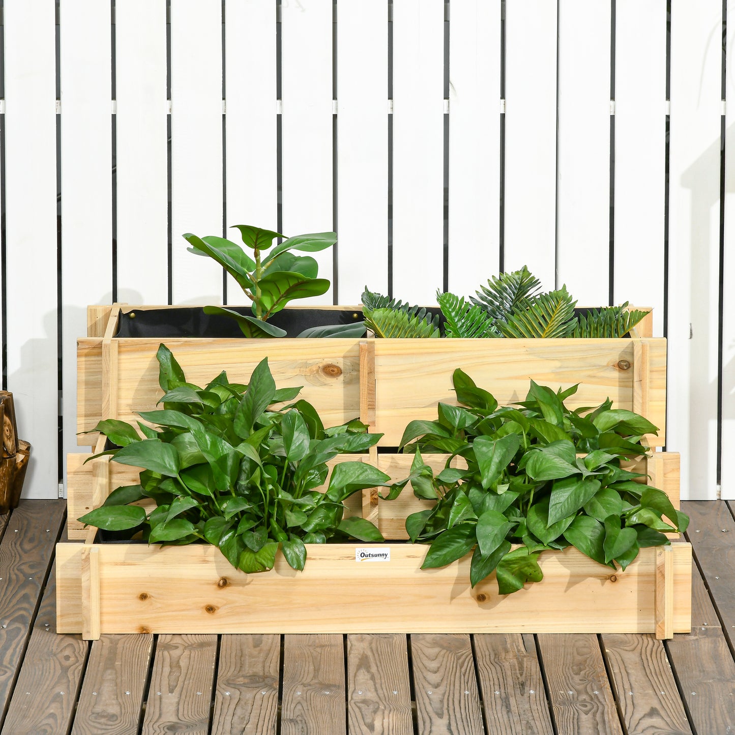 3-Tier Raised Garden Bed with Water Draining Fabric for Vegetables Herbs and Flowers