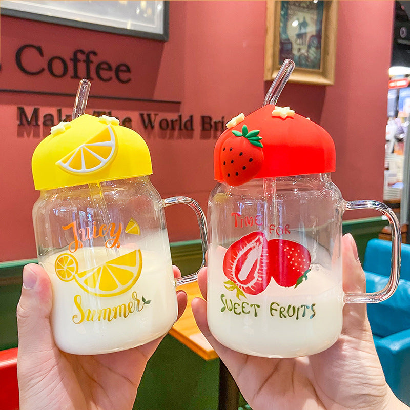 Large Capacity Tempered Glass Fruit Drinkware - High Temperature Resistant Transparent Glass Cup