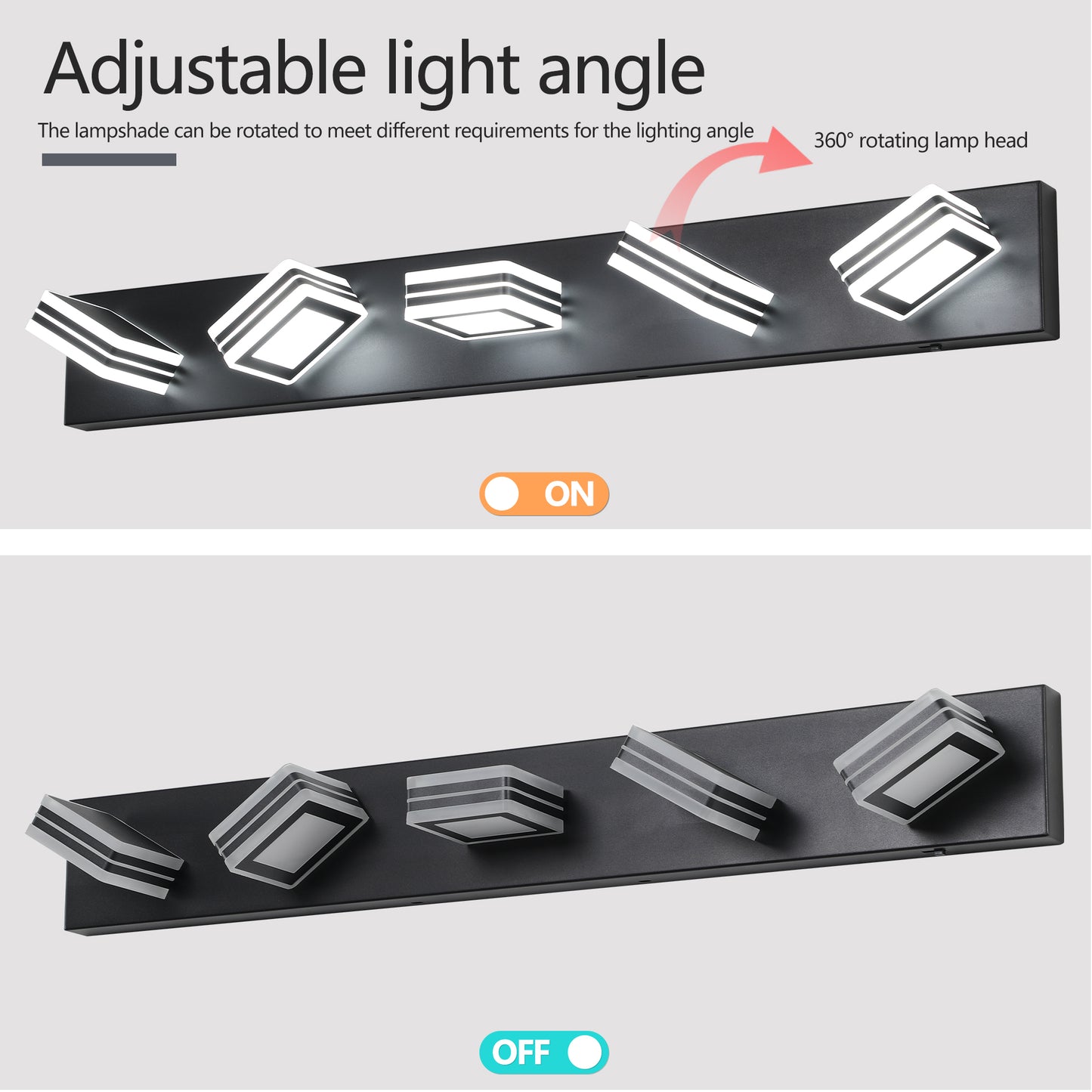5-Light LED Vanity Light Fixture - Dimmable & Energy Efficient