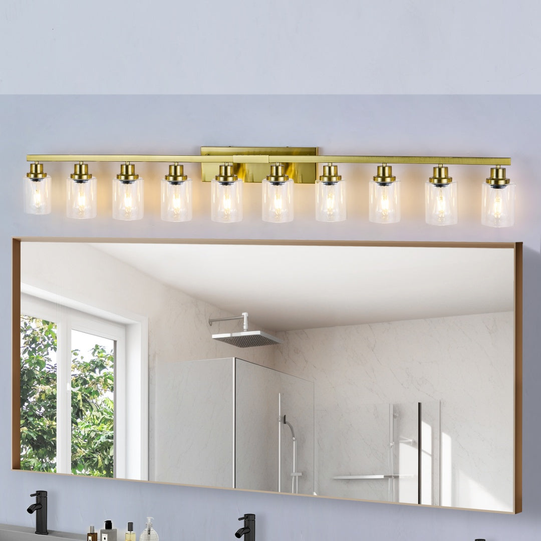 10-Light Gold Vanity Light Fixture for Bathroom & Bedroom