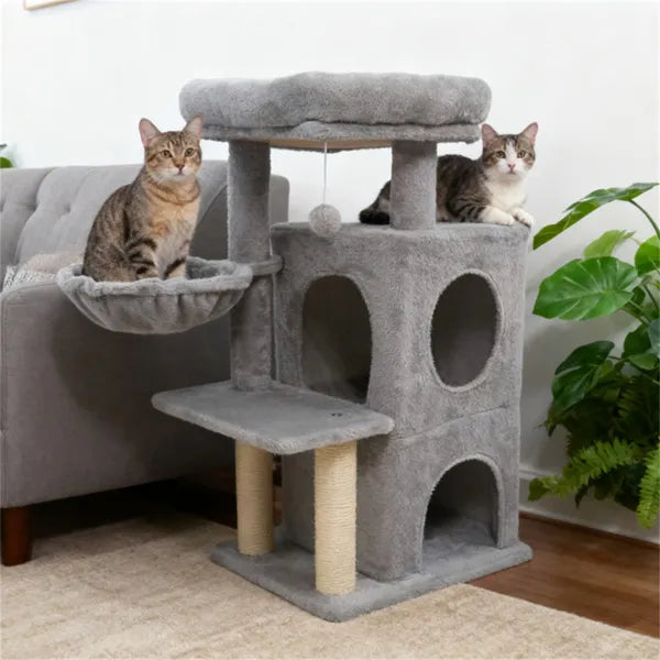 Multi-Level Cat Tree with Condo & Sisal Scratching Posts - Gray, 33.5 Inch