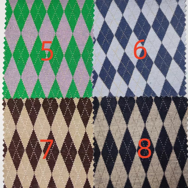 Jacquard Checkerboard Fabric for Apparel Sewing - Polyester Spandex Blend