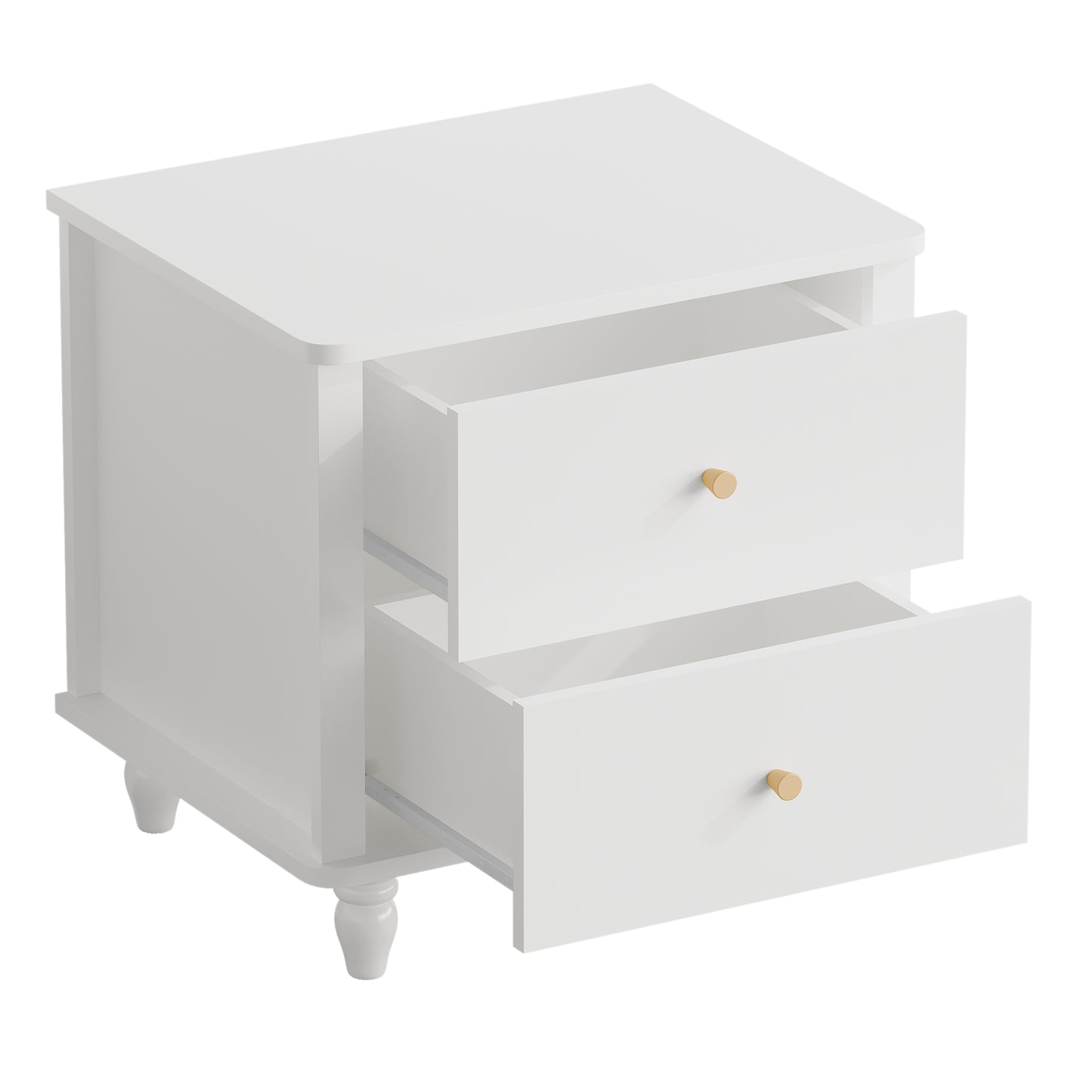 Modern White 2-Drawer Nightstand - MDF Bedside Table