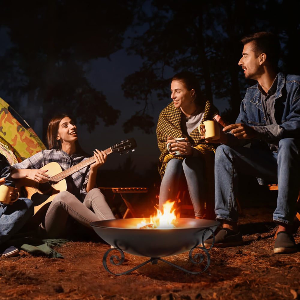 24 Inch Heavy-Duty Metal Fire Pit Bowl - Portable Outdoor Firepit