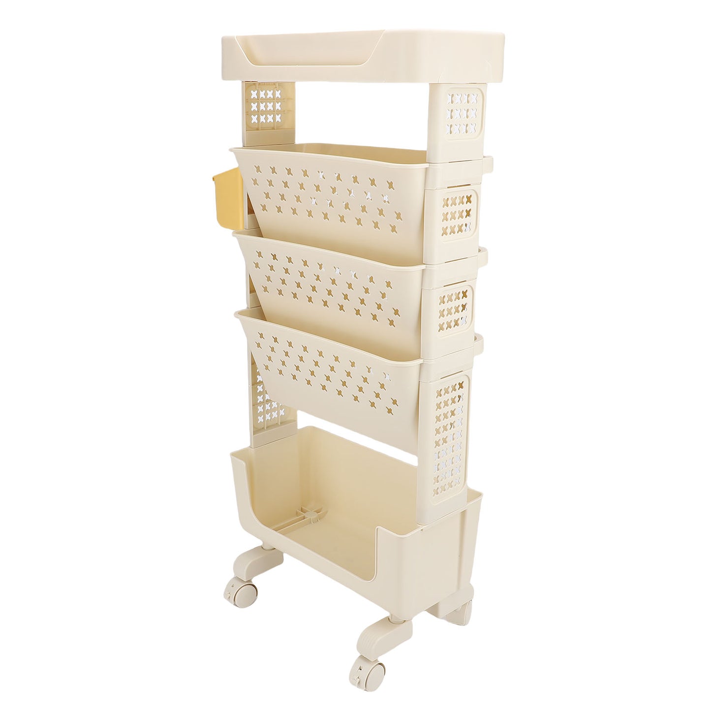 Rolling Book Cart 5 Tier PP Multi Functional Movable Storage Rack