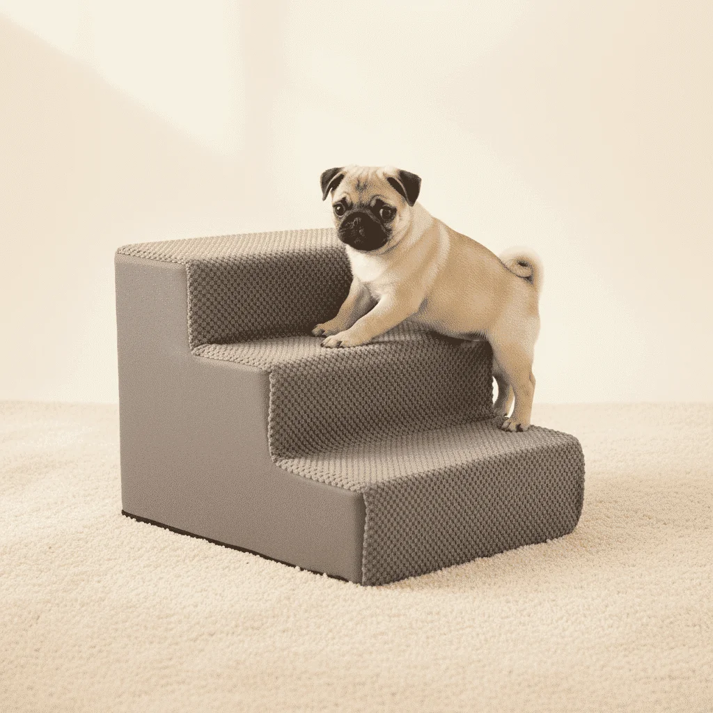 Curved Pet Steps for Small Dogs and Cats - High-Density Foam