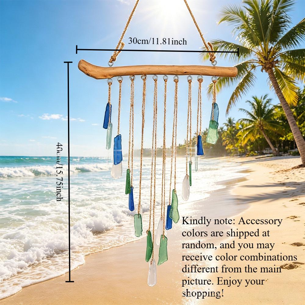 Handmade Sea Glass and Driftwood Wind Chime for Garden Decor