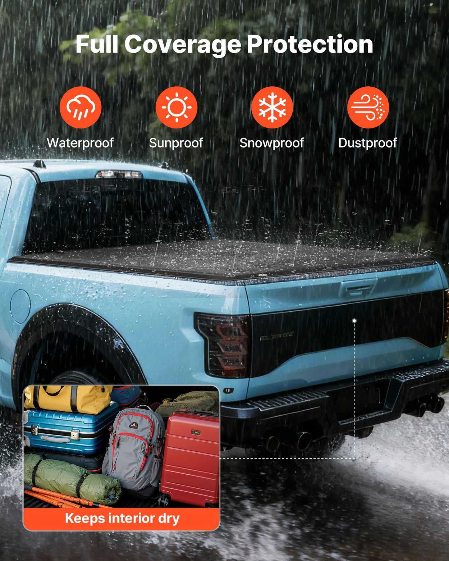 Hard Tri-Fold Truck Bed Tonneau Cover for Toyota Tacoma 2016-2025 Waterproof Fiberglass Black